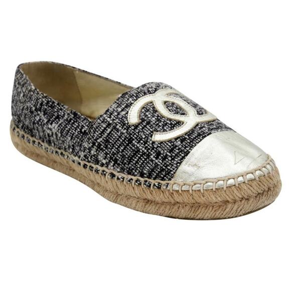 Chanel Metallic Tweed Espadrilles 40 Monogram 2018 Cc Flats CC-S0207P-C024 - Picture 6 of 12
